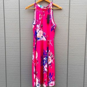 Pink floral halter dress by Ouges. Size Lg